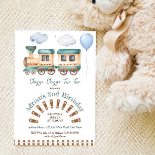 Invitación Chugga chugga dos cumpleaños del tren