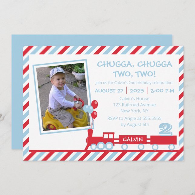 Invitación Chugga Chugga Dos Cumpleaños del Tren (Anverso / Reverso)
