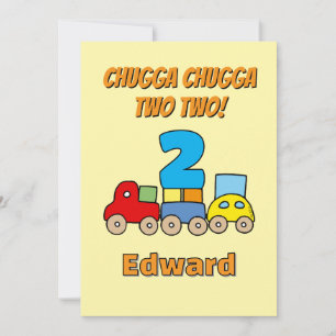 Invitación Chugga Chugga Dos Dos Tren de Segundo Cumpleaños
