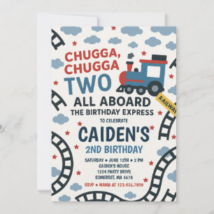 Invitación Chugga Chugga Dos Fiestas de Cumpleaños del Tren
