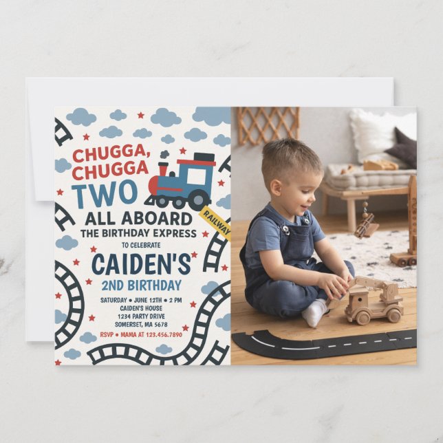 Invitación Chugga Chugga Dos Fotos del Día del Aniversario de (Anverso)