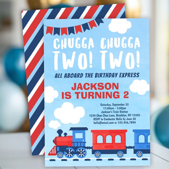 Invitación Chugga Chugga Dos niños tren segundo cumpleaños (Subido por el creador)
