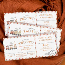 Chugga Dos Ticket de tren Segundo Cumpleaños