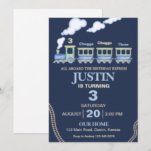 Invitación Chugga, fiesta de cumpleaños del tren de Chugga Cu
