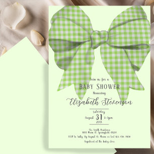 Invitación Chula ducha de bebé verde de género neutro
