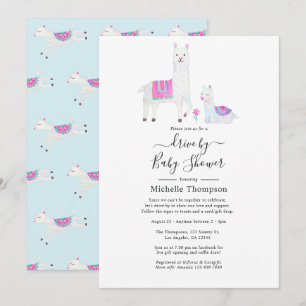Invitación Chulo Baby Shower de Llama con tema de Acuarela pa