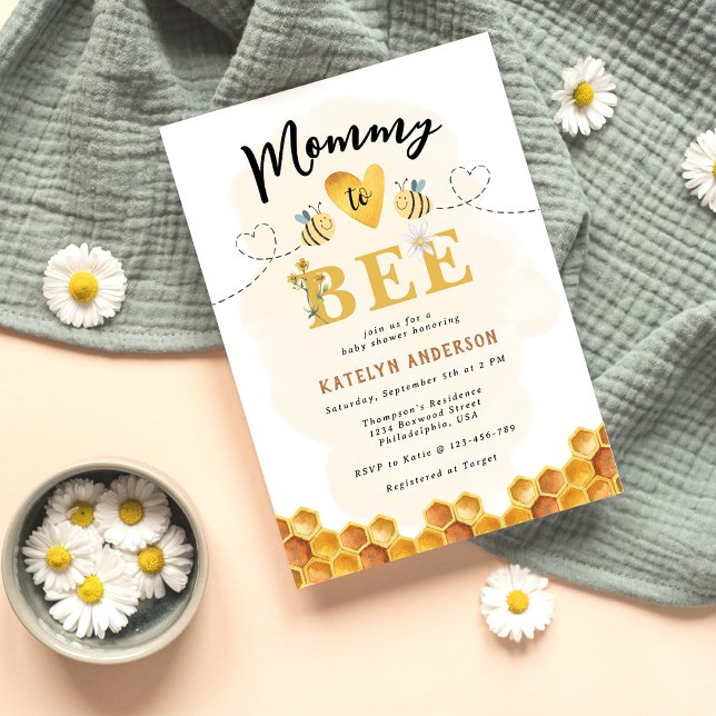 Invitación Chulo Cumpleaños de Bebé Moderno para Mamá Abeja s (Subido por el creador)