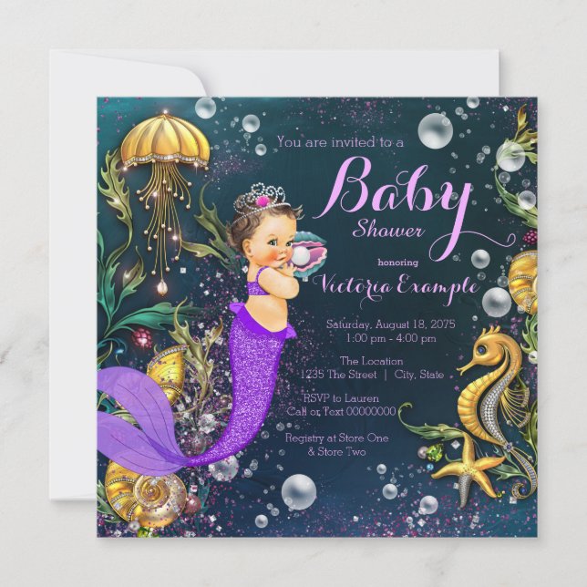 Invitación Chupacabra Sirena Baby Shower (Anverso)