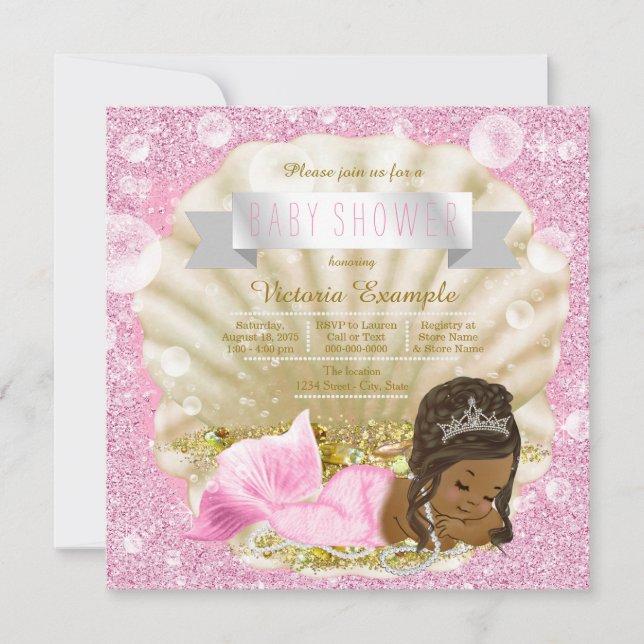 Invitación Chupacabras afroamericana Cumpleaños de bebé perla (Anverso)