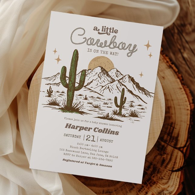 Invitación Chupada al estilo vaquero occidental para bebé (Subido por el creador)
