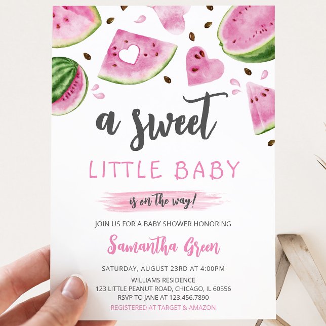 Invitación Chupada de Bebé de Sandía Rosa (Subido por el creador)