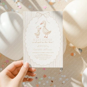 Invitación Chupada de Pato de género neutral beige para Baby