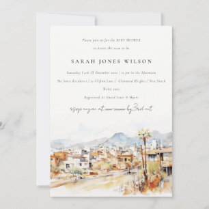 Invitación Chuparrosa, Fiesta de Bebé de Paisaje al Acuarela 