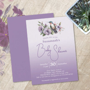 Invitación Chuparrosa Pastel Morado Ombre Baby Shower 