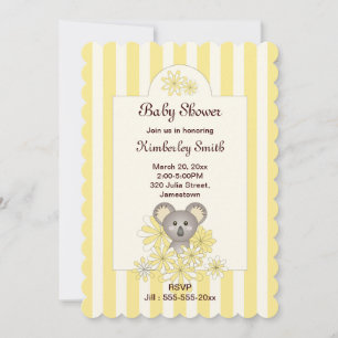 Invitación Chuparse de bebé de koala amarillo género neutro