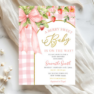 Invitación Chupeta de lazo rosa de cuadros Baby Shower