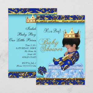 Invitación Chupete Azul Oro Niño Príncipe