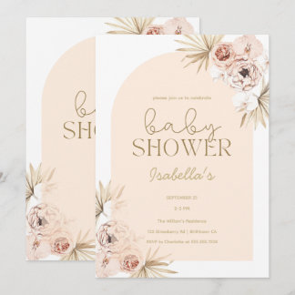 Invitación Chupete Boho Arco Floral Baby Shower