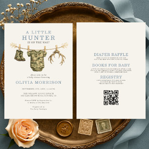 Invitación Chupete Camuflado Todo en Uno para Baby Shower de
