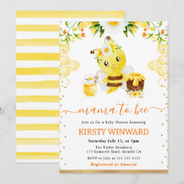 Invitación Chupete de abeja floral con acuarela para bebé