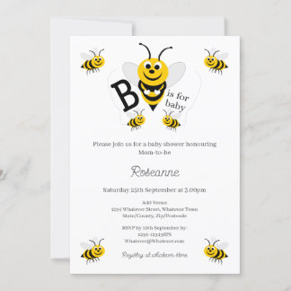 Invitación Chupete de abeja para baby shower