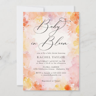 Invitación Chupete de Acuarela Pastel Rosa Baby In Bloom Baby