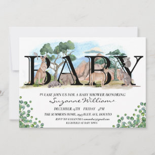 Invitación Chupete de Animales Australianos Acuarela