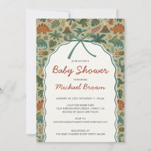 Invitación Chupete de Arco de Dinosaurios para Baby Shower