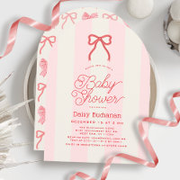 Chupete de arco rojo y rayas rosadas para baby sho