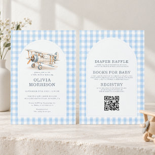 Invitación Chupete de avión para niño Baby Shower Todo en Uno