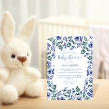 Chupete de bebé azul floral acuarela