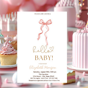 Invitación Chupete de bebé de lunares de lazo rosa de acuarel