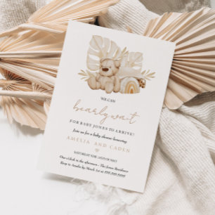 Invitación Chupete de bebé Neutral Boho Apenas Podemos Espera
