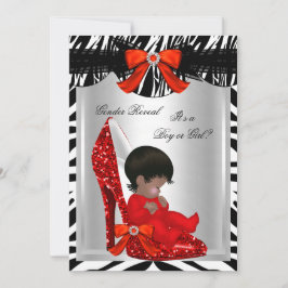 Invitación Chupete de bebé rojo cebra de revelación de género