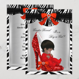 Invitación Chupete de bebé rojo cebra de revelación de género