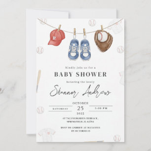 Invitación Chupete de béisbol simple para baby shower persona