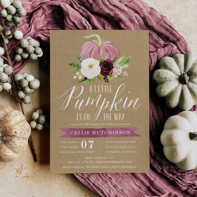 Invitación Chupete de Calabaza Rosa Baby Shower (Subido por el creador)