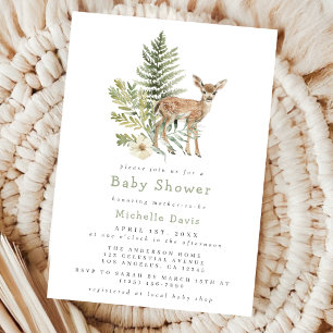 Invitación Chupete de ciervos de bosque en acuarela