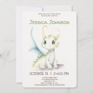 Invitación Chupete de cuento de hadas Dragón blanco lindo