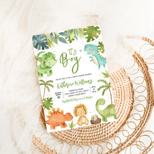 Invitación Chupete de Dinosaurio para Baby Shower