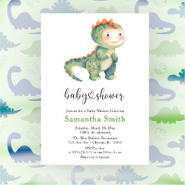 Invitación Chupete de Dinosaurio para Baby Shower de Niño