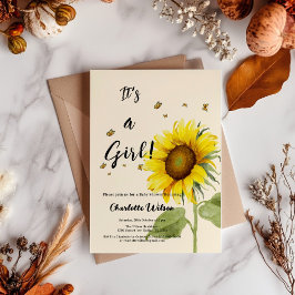 Invitación Chupete de girasol con mariposas Baby Shower
