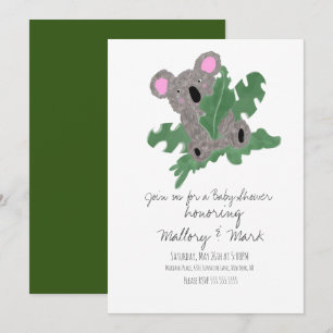 Invitación Chupete de Koala Dibujado a Mano para Baby Shower