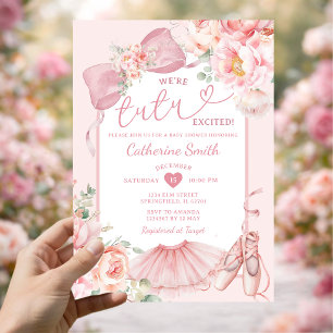 Invitación Chupete de lazo floral rosa Estamos Tutu emocionad