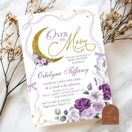 Invitación Chupete de Lazo Morado Cumple Mes de Niña Lilac Ov