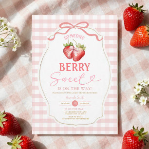 Invitación Chupete de lazo rosa a cuadros Baby Shower