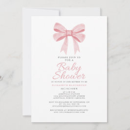Invitación Chupete de lazo rosa Baby Shower Niña Coqueta Cuad