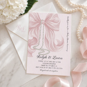 Invitación Chupete de lazo rosa con niña de shower de bebé pe