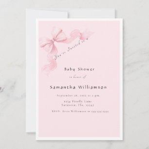 Invitación Chupete de lazo rosa moderno para baby shower