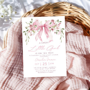 Invitación Chupete de lazo rosa para baby shower de niña